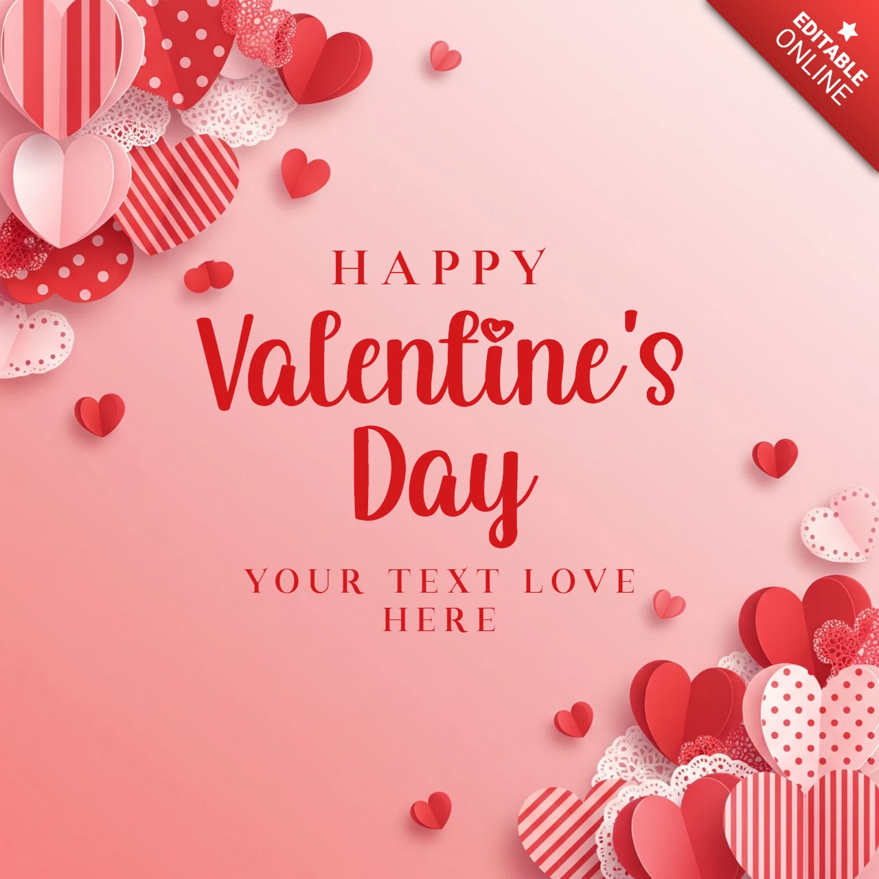 Pink and Red Valentine’s Day Card Background with Decorative Hearts and Gradient Design for Romantic Greetings
