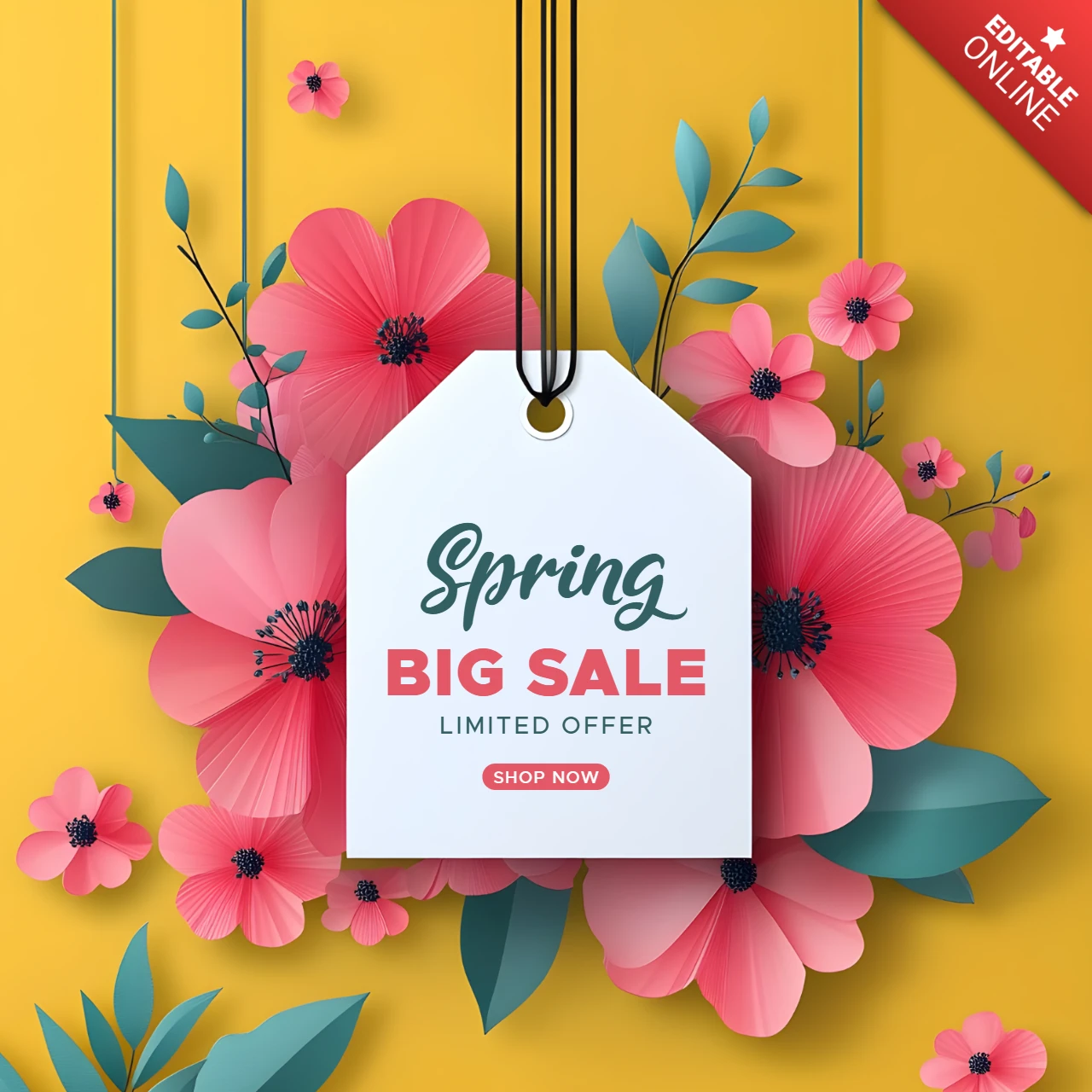 Modello di design di vendita floreale primaverile per promozioni e sconti