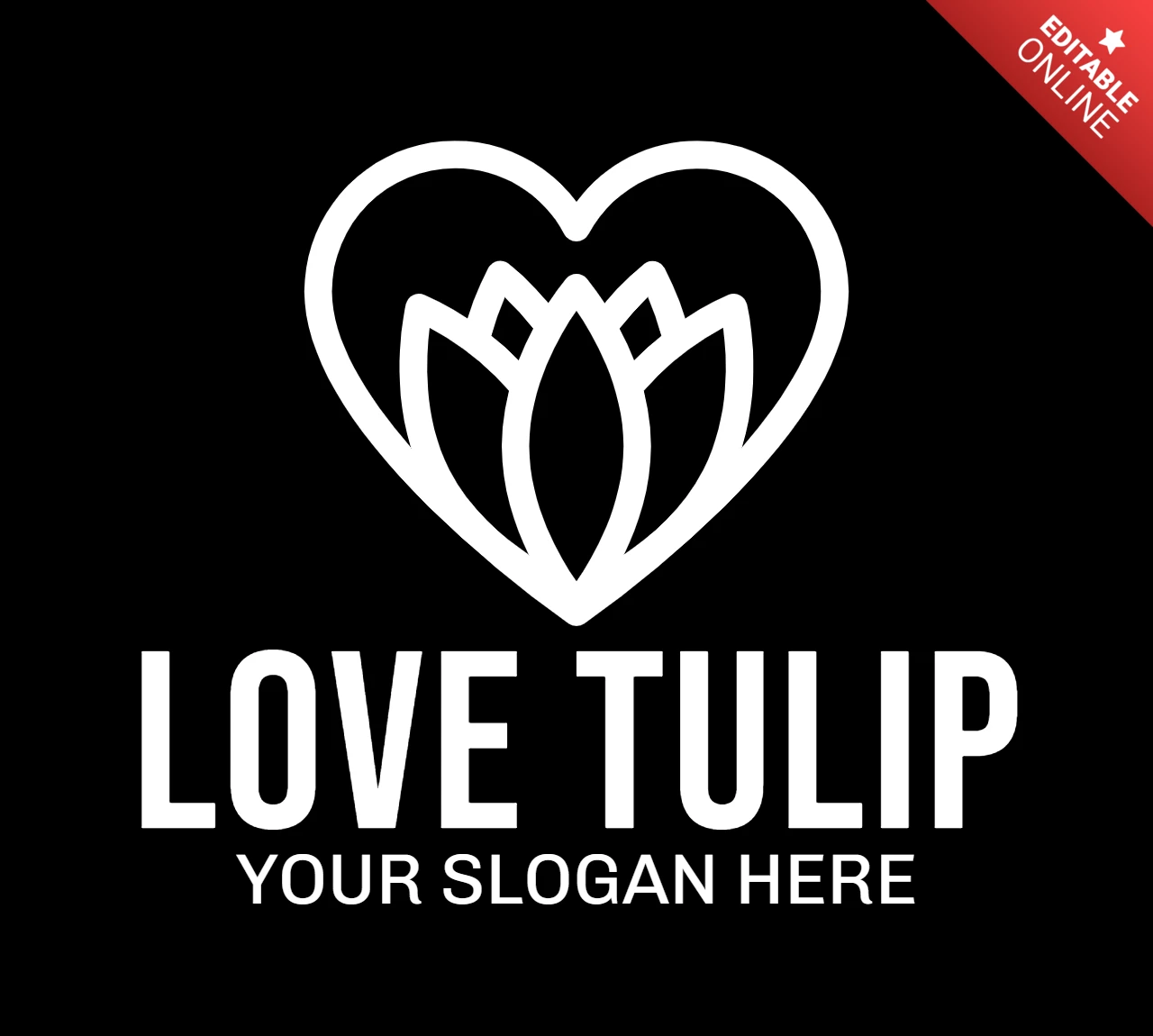 Tulipán del amor plantilla de diseño de logotipo