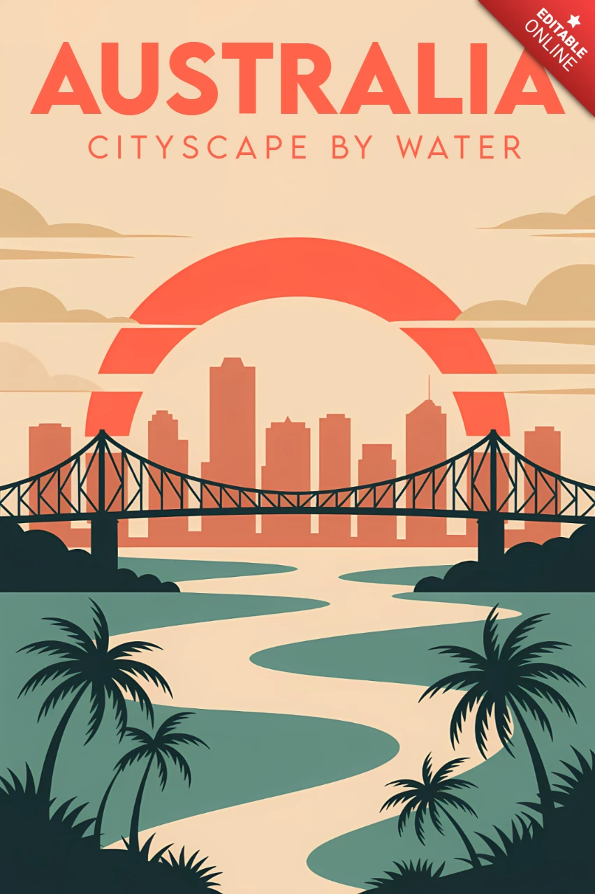 Australien Stadtbild Designvorlage für Reiseposter