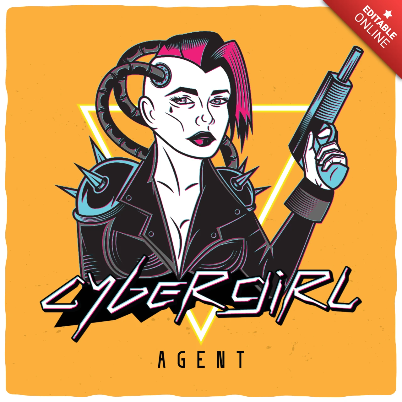 Cybergirl Agent T-shirt Design Template