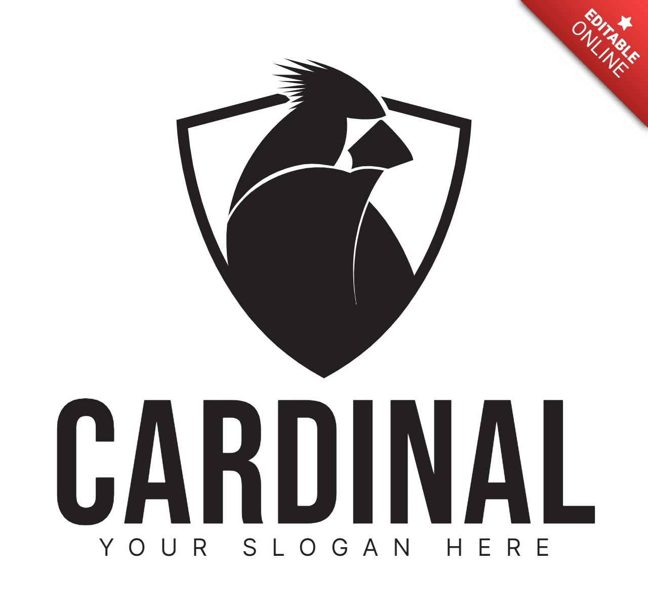 Cardinal Bird Logo Design Template Black