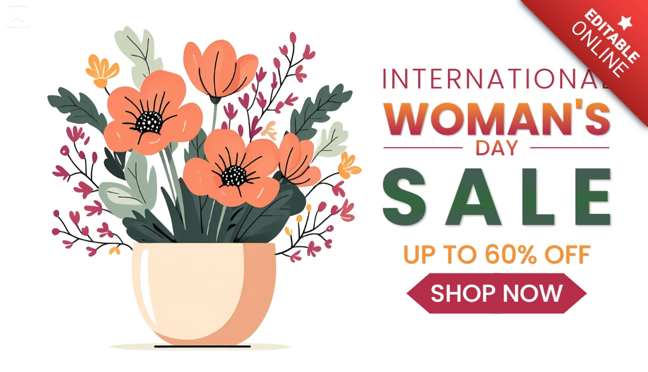 Journée internationale de la femme : modèle de vente avec bouquet de fleurs