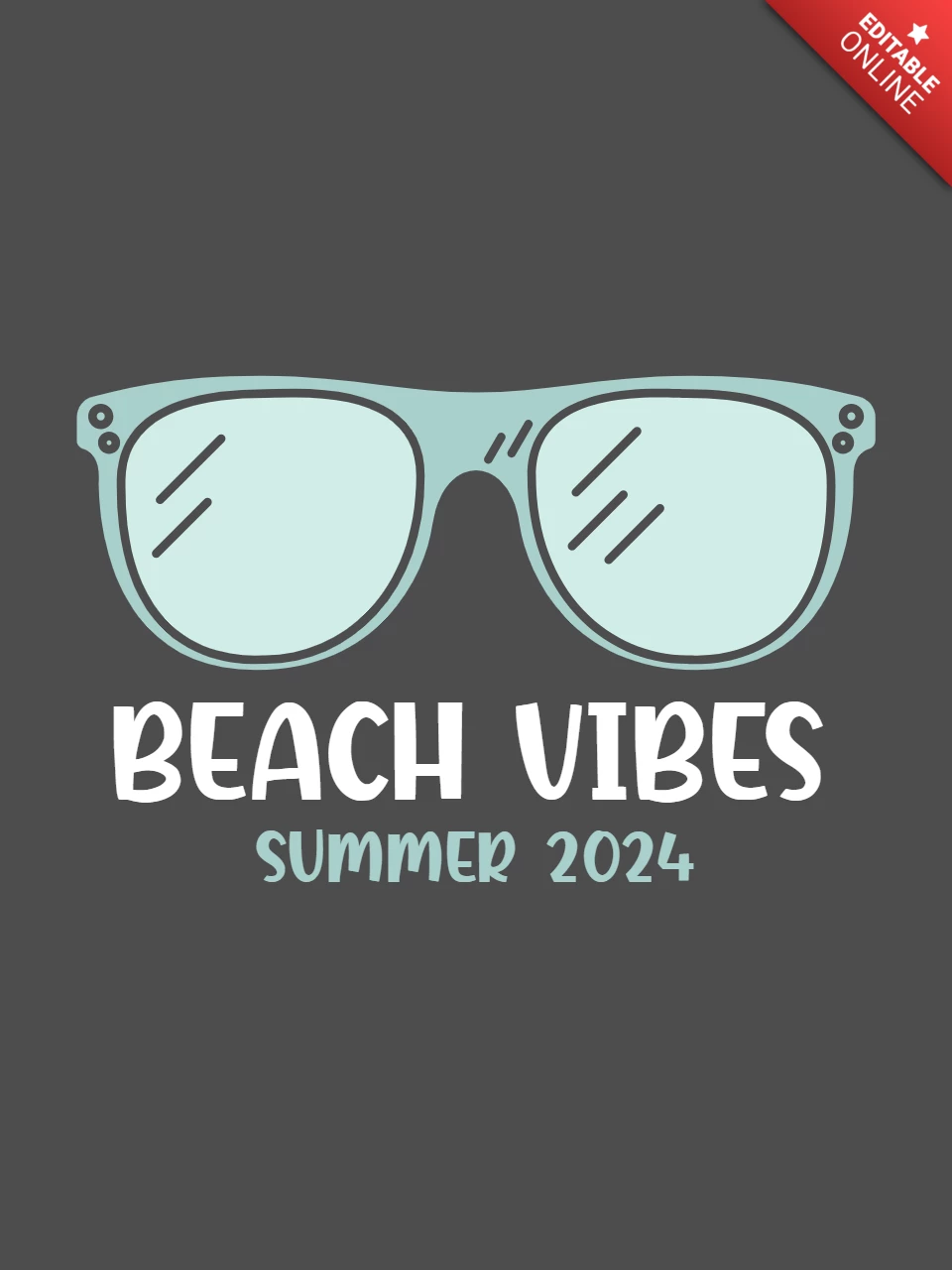 Diseño de plantilla de camiseta con gafas de sol y ambiente playero veraniego
