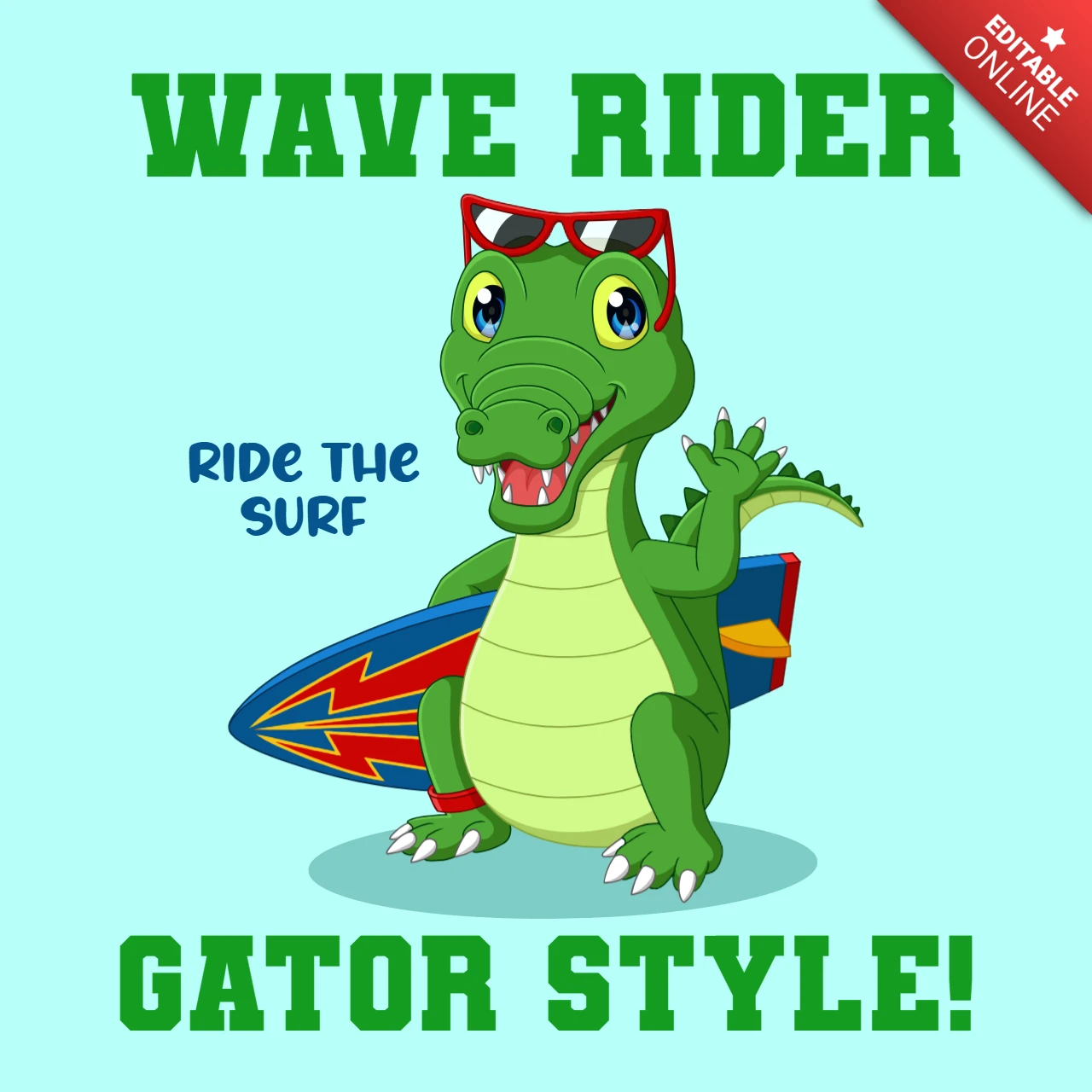 Modèle de conception de style gator pour les projets de merchandising sur le surf