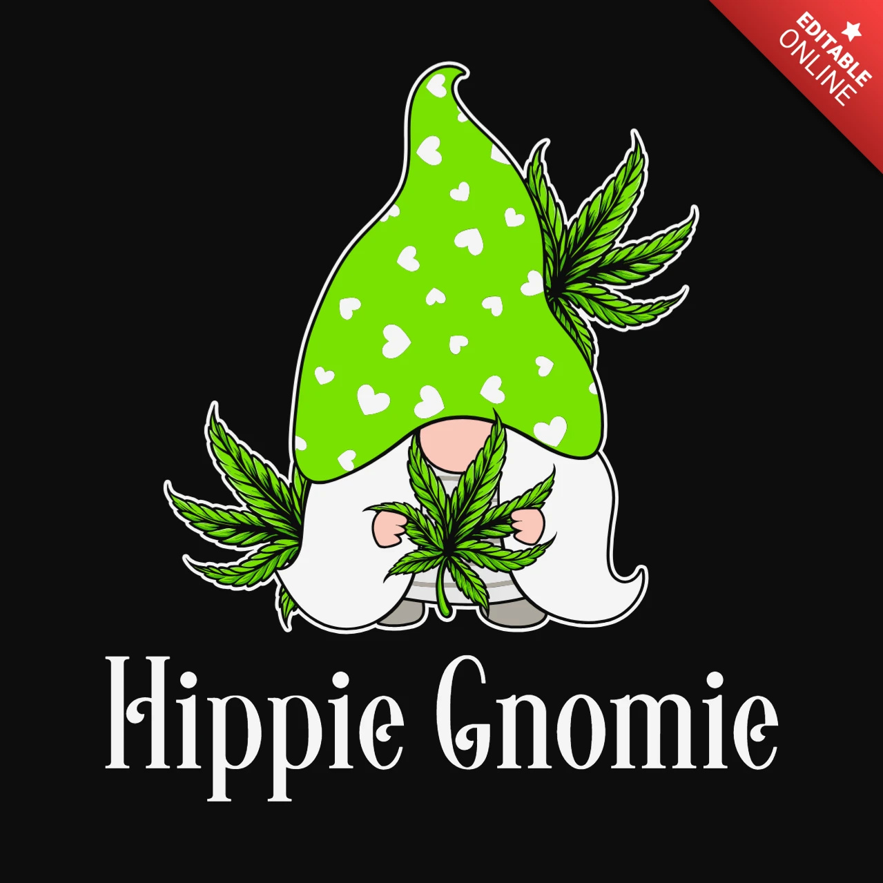 Hippie High Gnomie T-Shirt Design Template