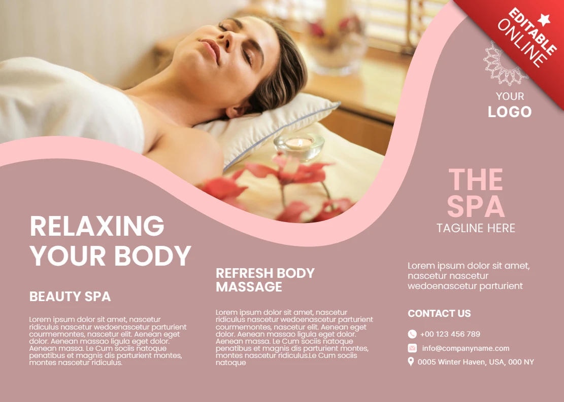 Template de design elegante para promoções de relaxamento e massagem corporal.
