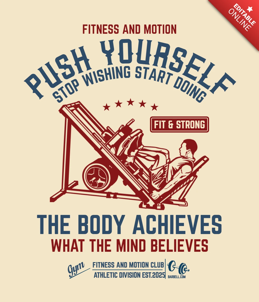 Modello di maglietta per palestra fitness Push yourself