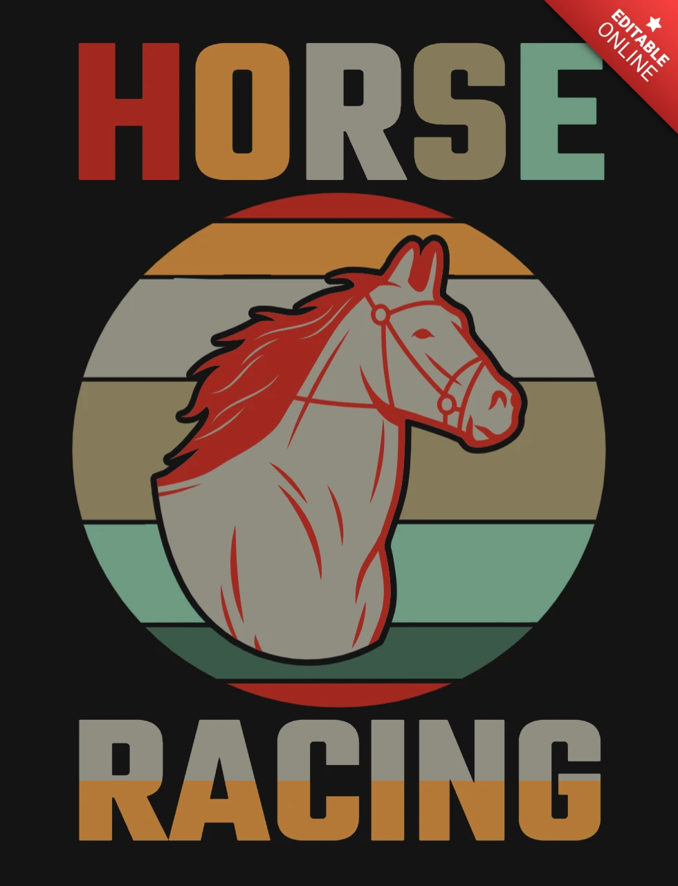 Modelo de design de camiseta com espírito equestre de corrida de cavalos em estilo vibrante