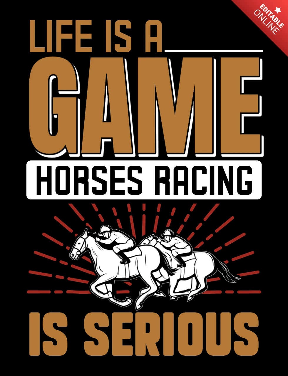 A vida é um jogo, corridas de cavalos são coisa séria, modelo de design de camiseta.