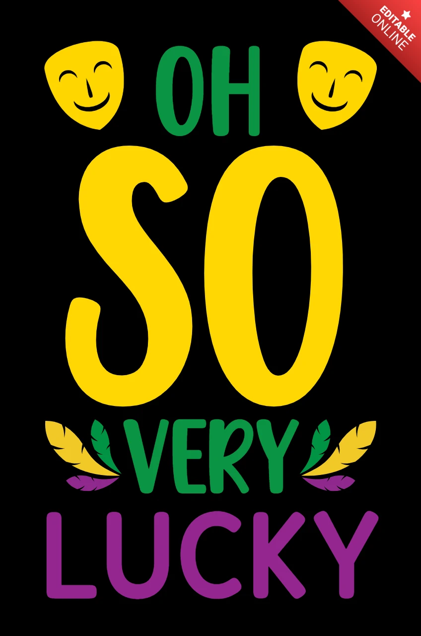Modèle de dessin amusant et coloré "oh so very lucky" pour les célébrations