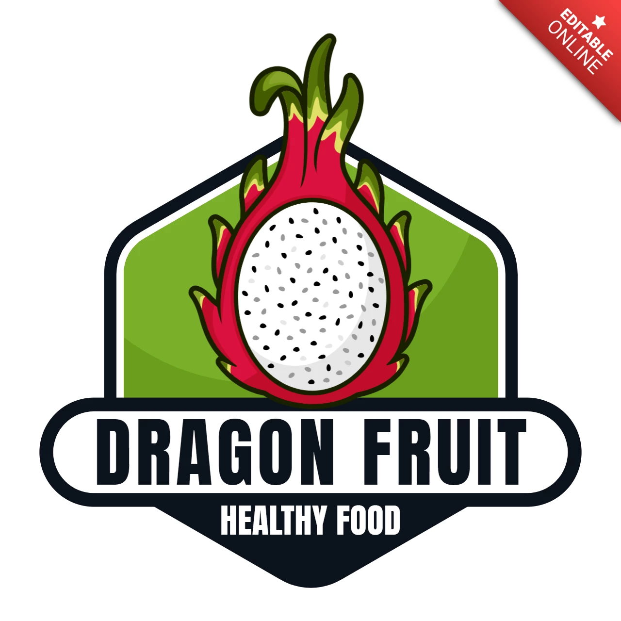Healthy Dragon Fruit Logo Design Template