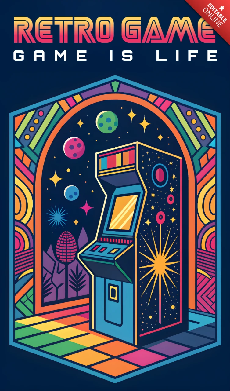 Retro-Spielautomaten-Design-Vorlage für T-Shirt