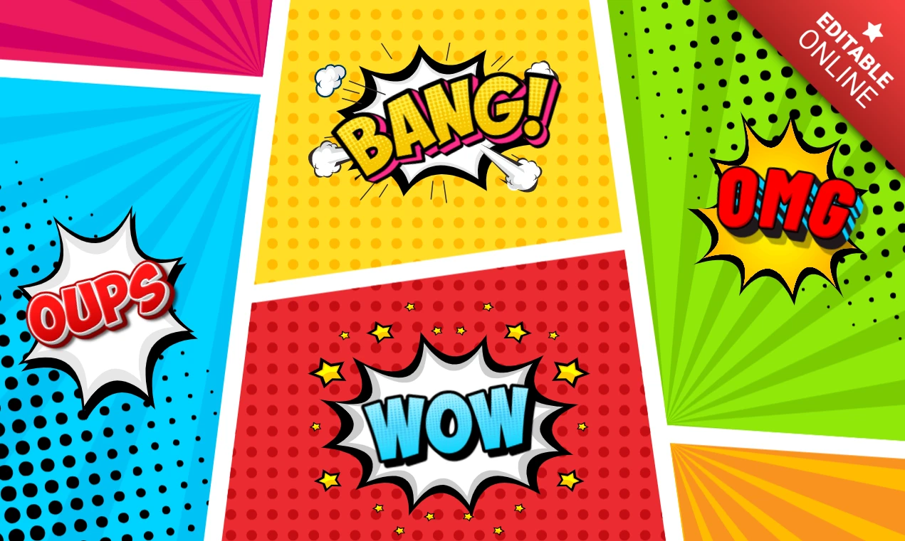 Modèle de bande dessinée avec des éléments pop art vibrants | graphiques de bulles de parole