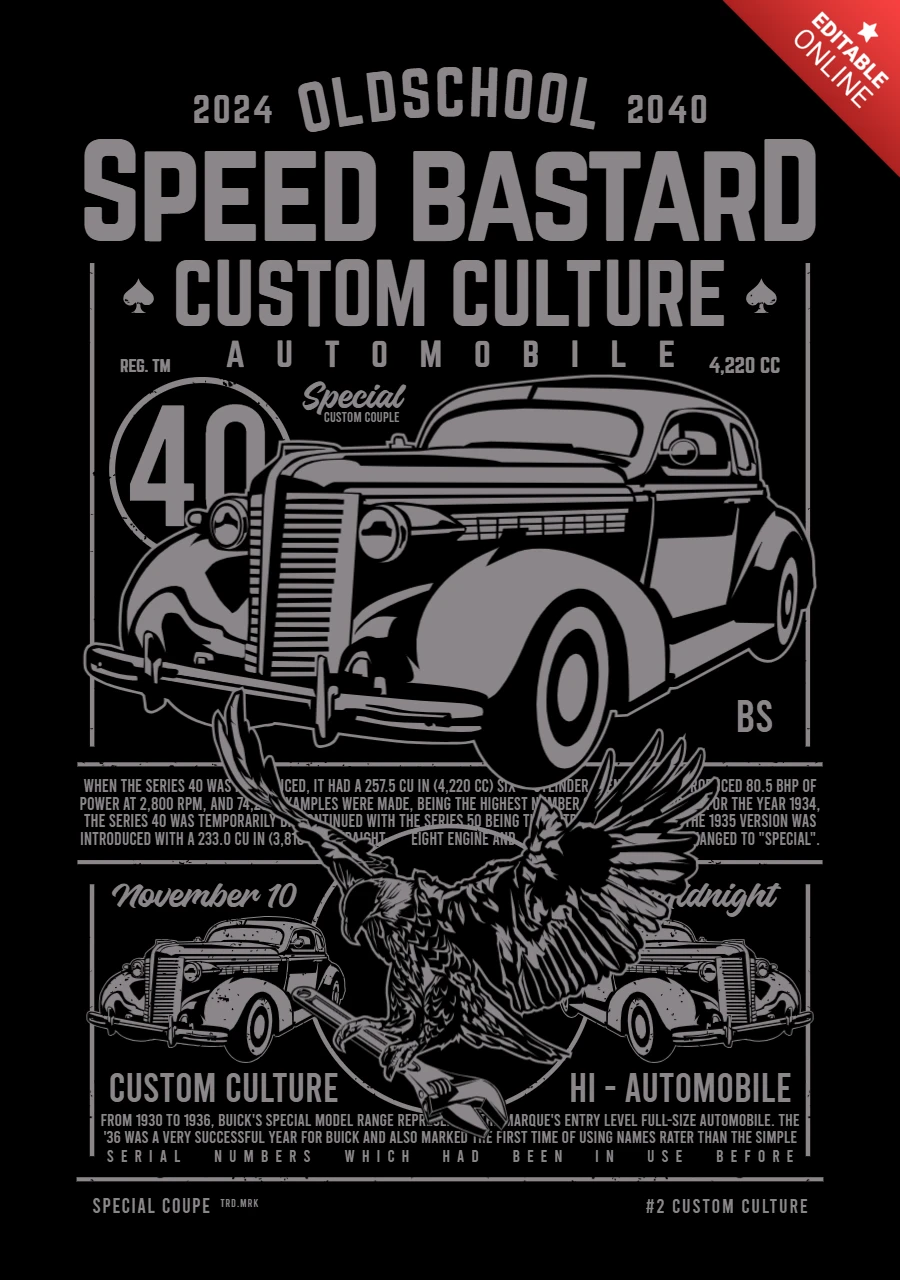 Speed Bastard Auto Hot Rod T-Shirt Design Vorlage