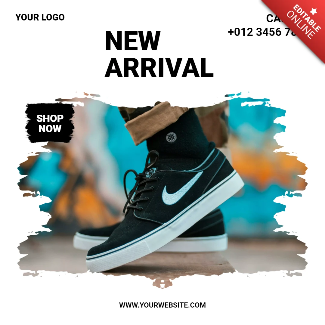 Modèle de conception de publication Instagram de streetwear de nouvelles baskets