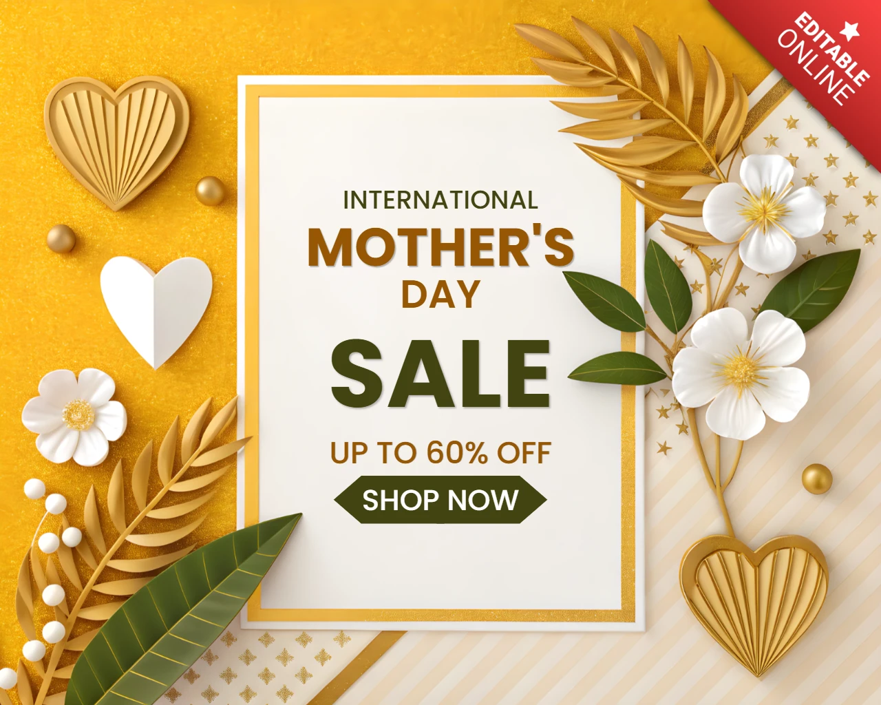 Elegant Mother's Day Sale Template Design with Floral and Geometric Elements