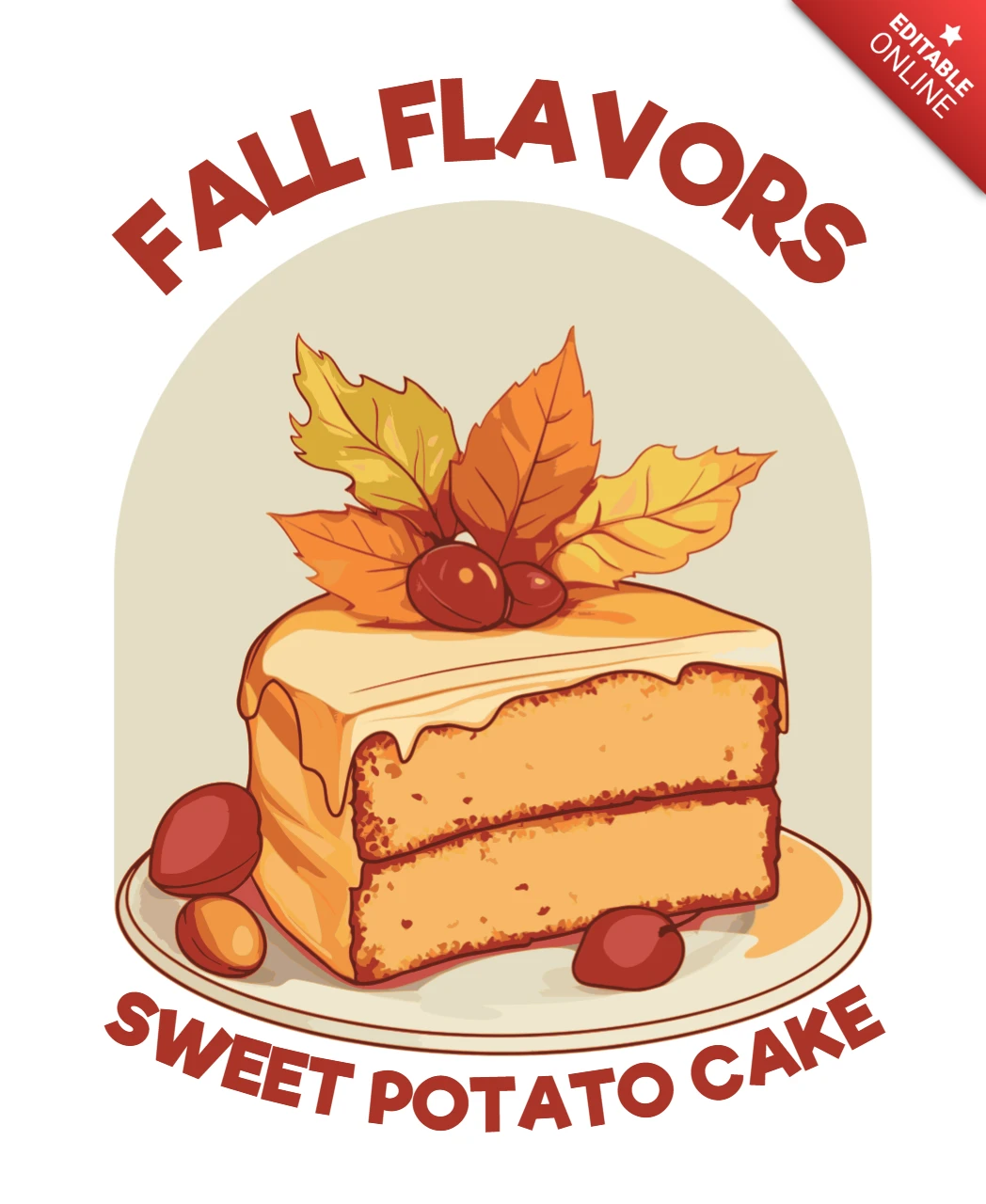 Modèle de design de gâteau à la patate douce pour les marchandises saisonnières aux saveurs d'automne