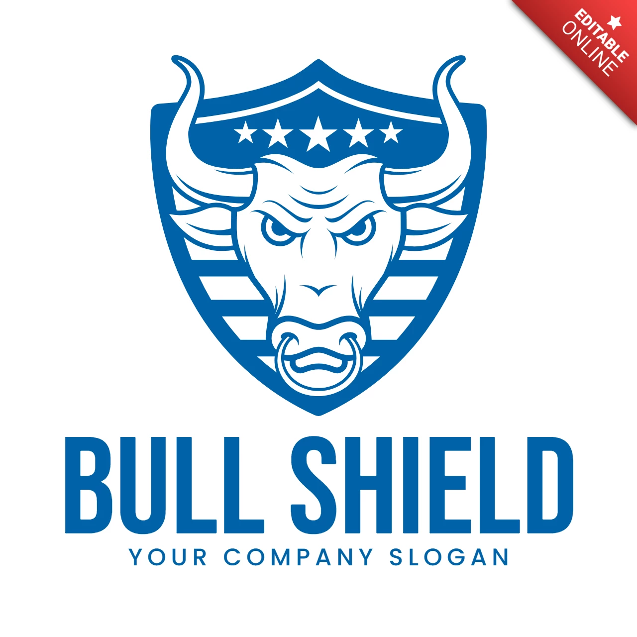 Bull Head Shield Logo Design Template