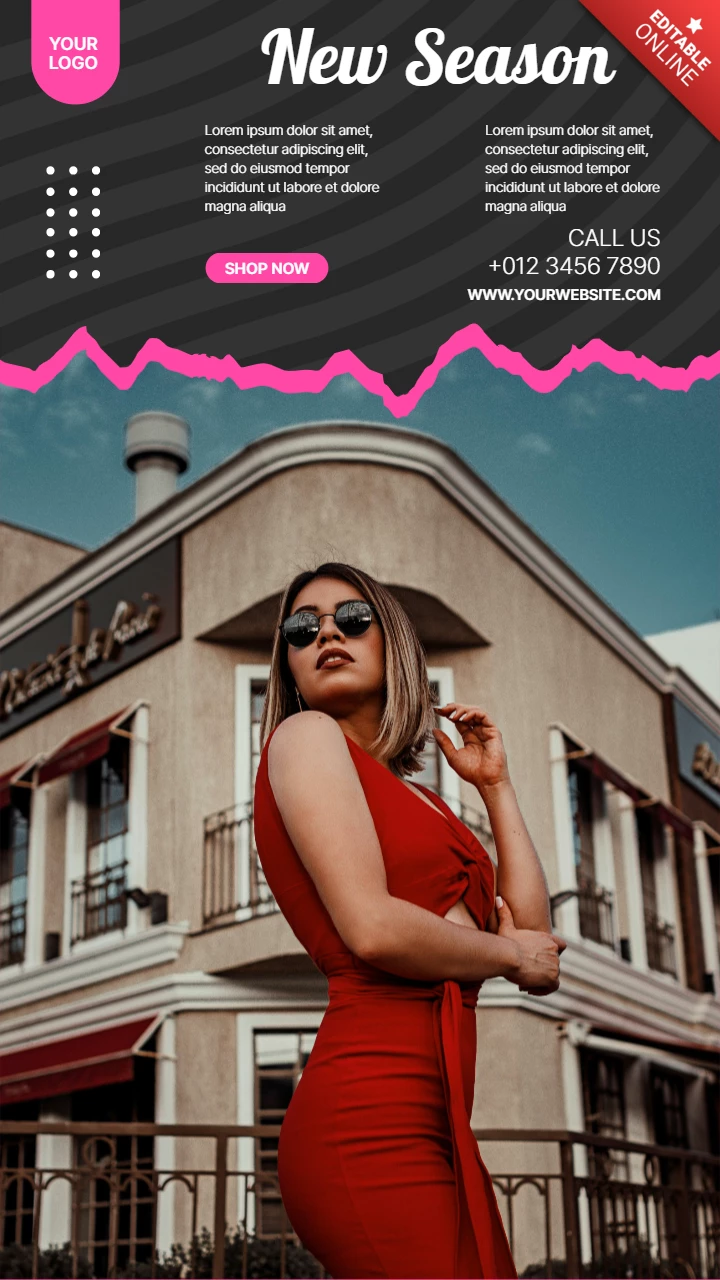 Modello di design per la storia dei social media della moda femminile
