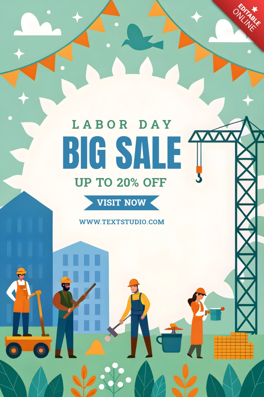Labor Day Sale Design Template - Colorful Illustrative Style for Promotions