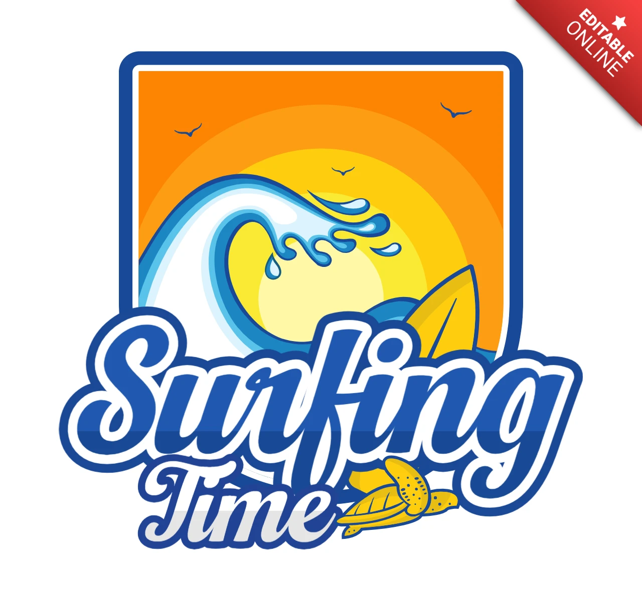 Surfing Time Colorful Logo Design Template