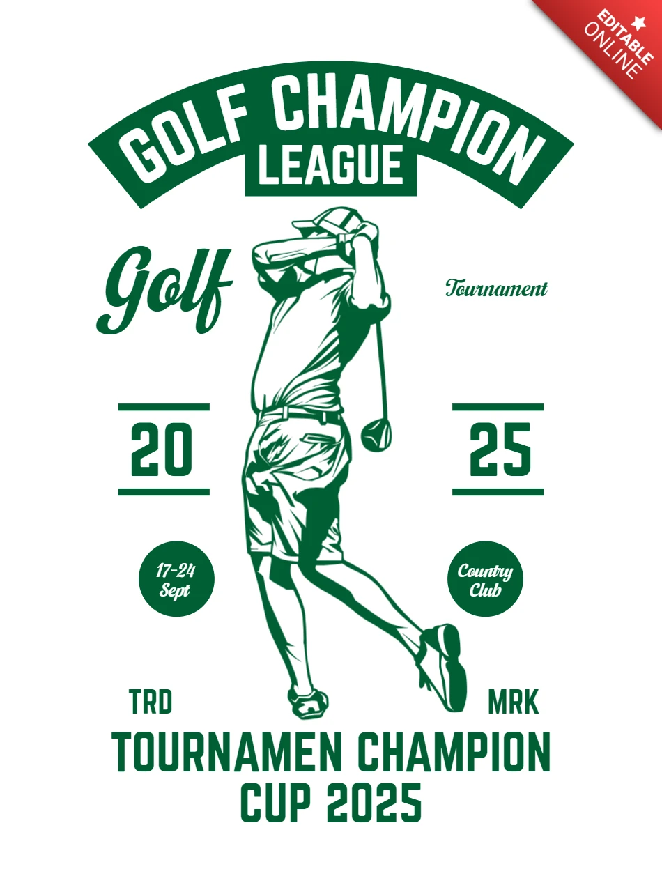 Modelo de design de camiseta da liga campeã de golfe
