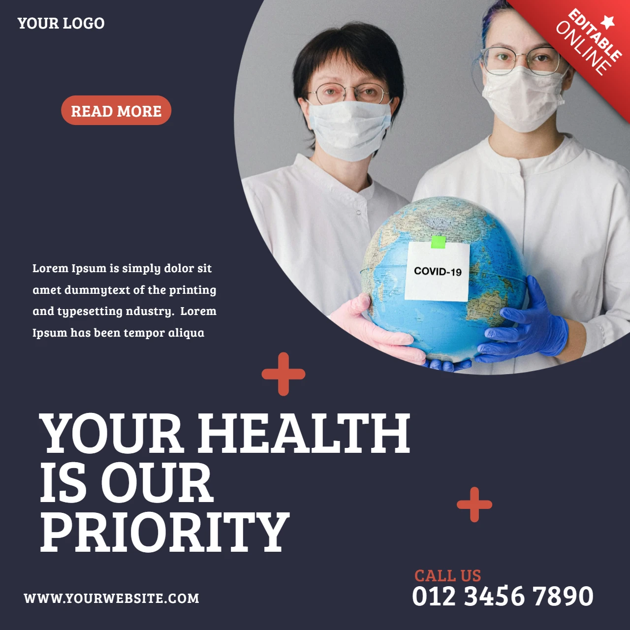 Hospital Modern Advertising Social Media Post Design Template