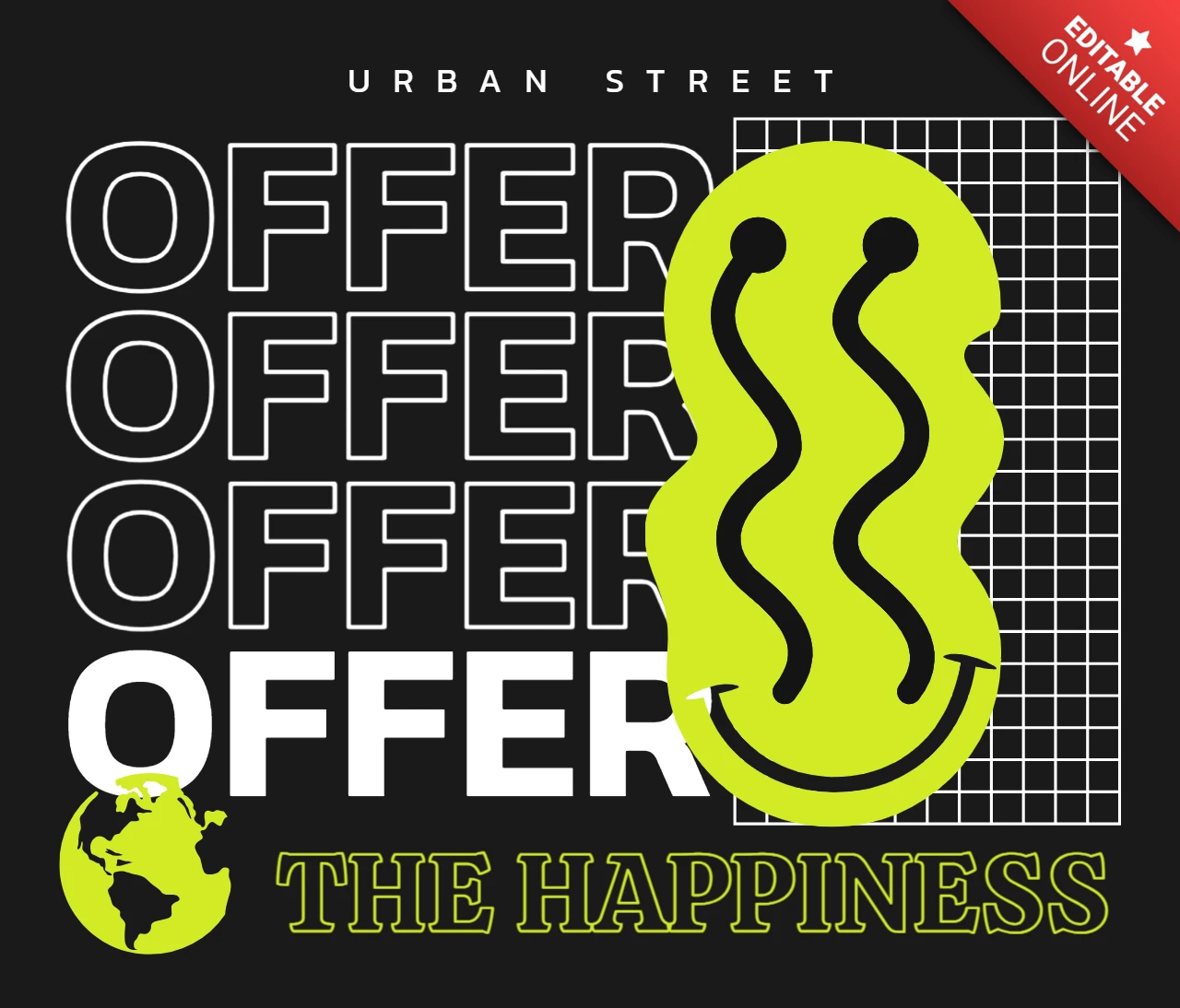 Städtische Street-Art-Vorlage mit Smiley-Design für Werbeflyer