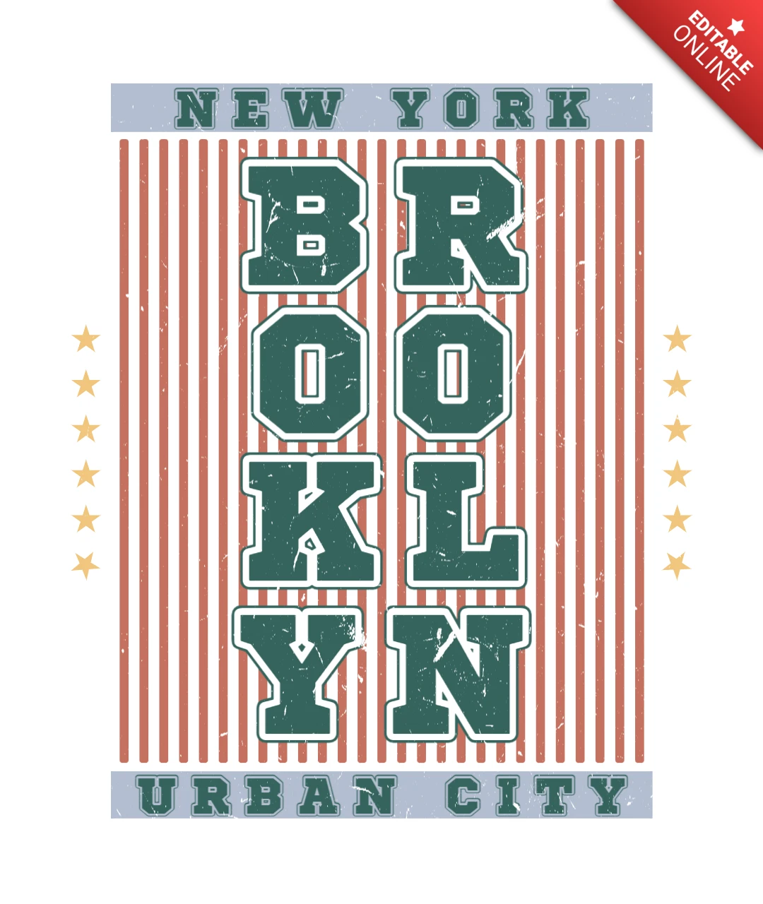 Modelo de design de camiseta com tipografia de Nova York e Brooklyn
