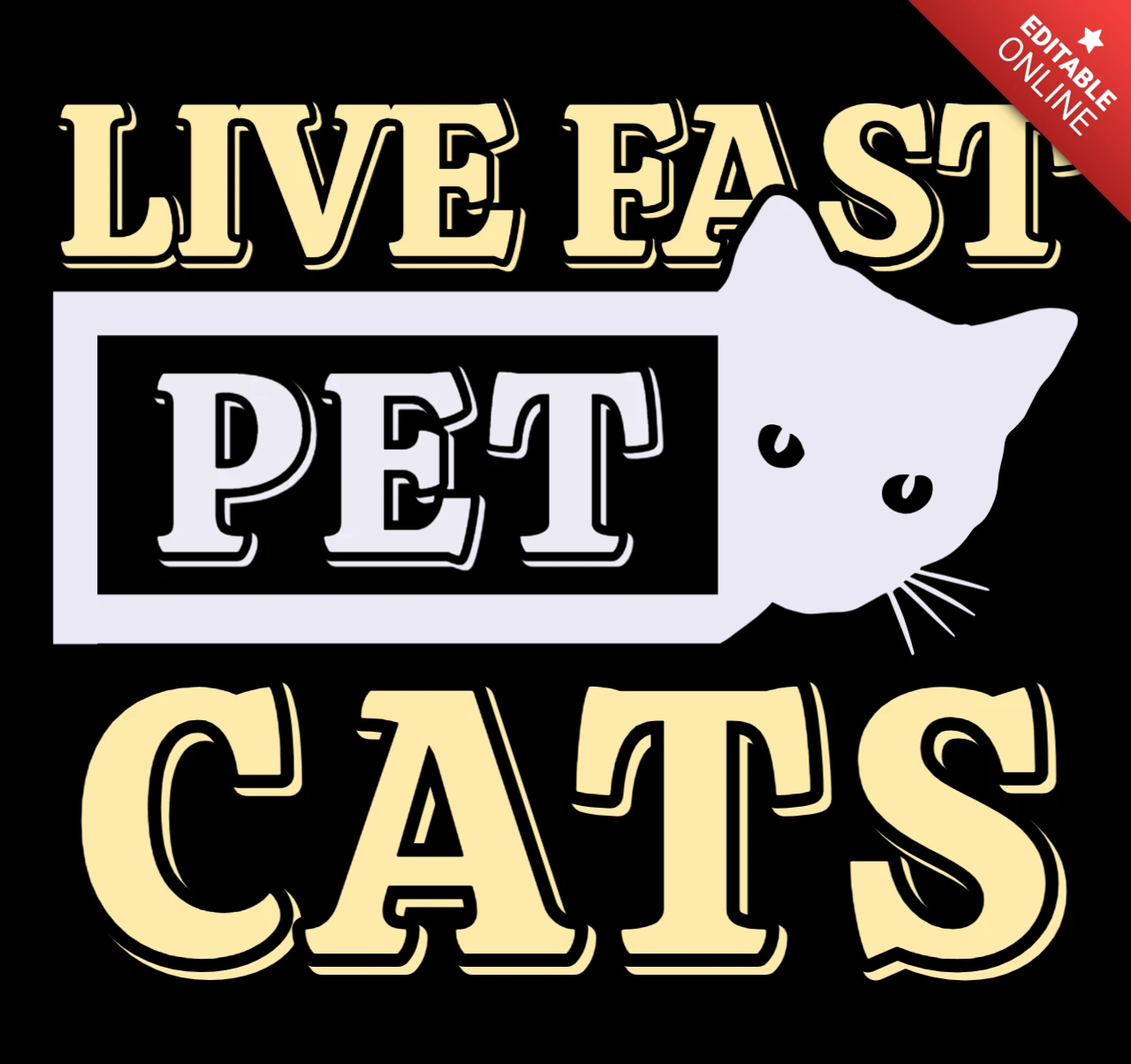 Modèle de conception sur le thème des chats : style graphique "live fast pet cats"