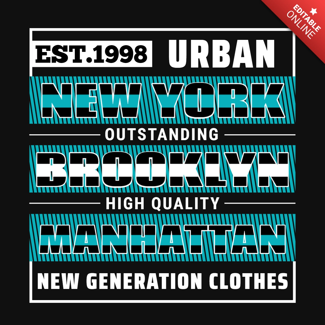 Modelo de design de camiseta com tipografia urbana do Brooklyn