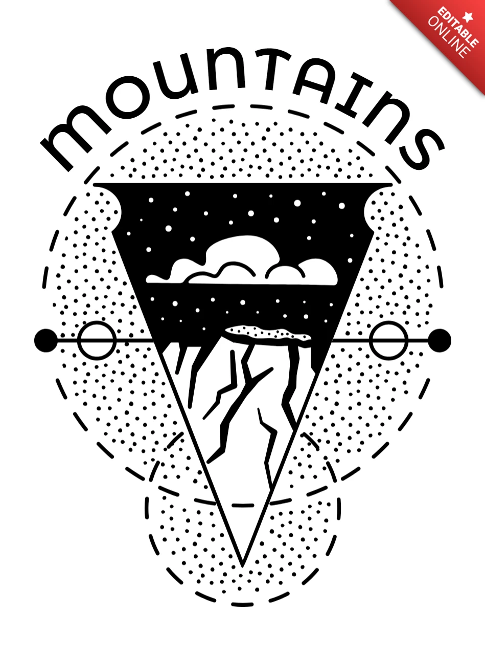 Sacred Geometry Mountains Silhouette Badge Template Design