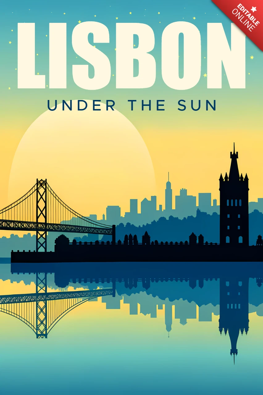 Lisbon Sunset on the Taje Design Template for Travel Posters