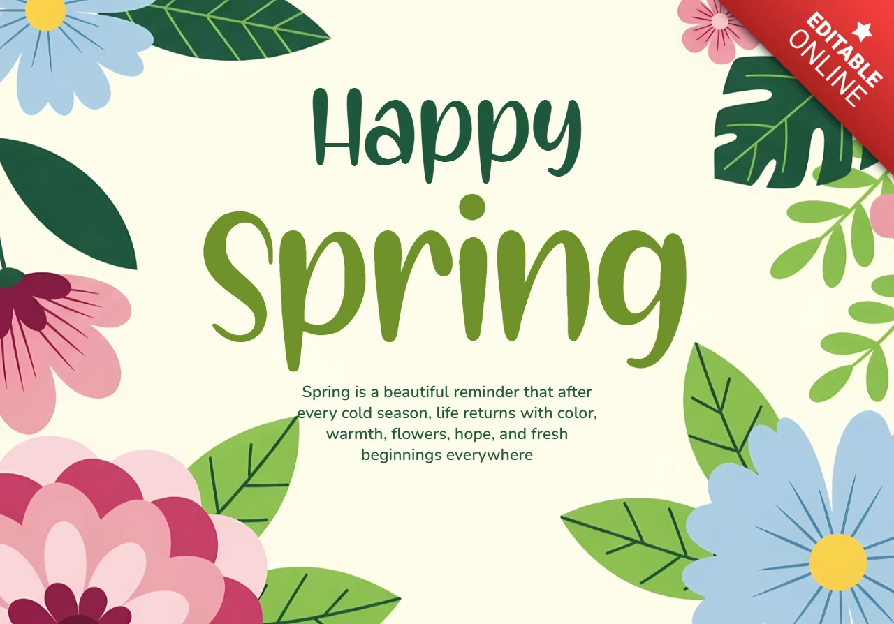 Plantilla de diseño floral de primavera para tarjetas de felicitación
