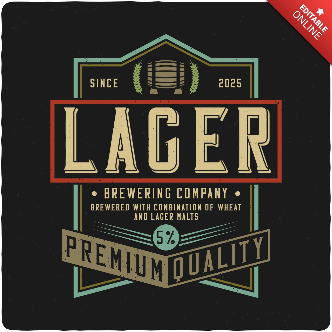 Lager bier brouwen bedrijf t-shirt ontwerpsjabloon