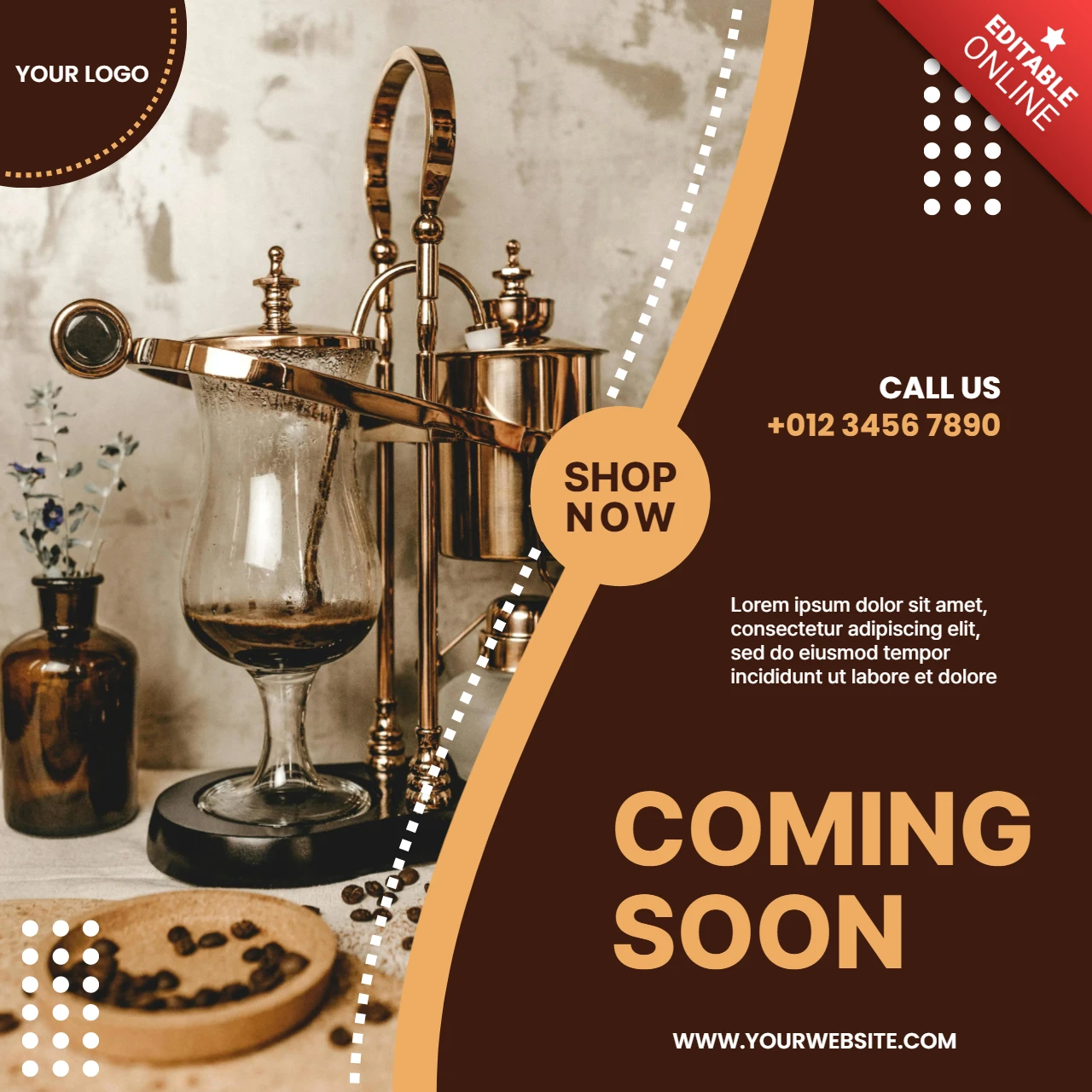 Retro Coffee Shop Instagram Post Design Template