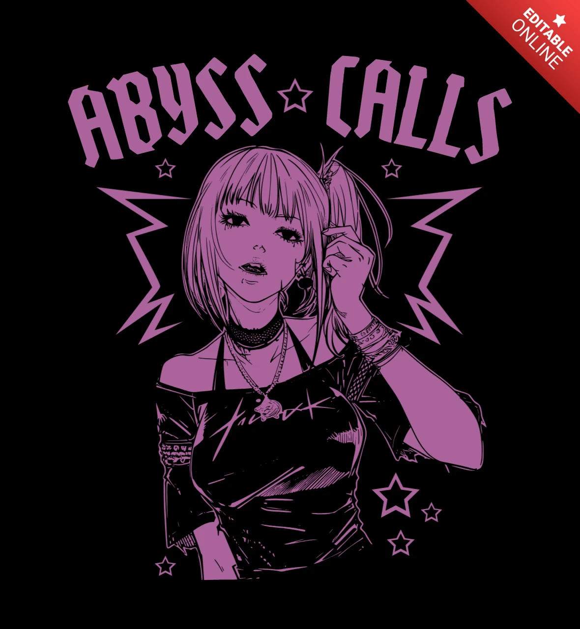 Modèle de design graphique de style anime avec illustration d'appels d'abysses