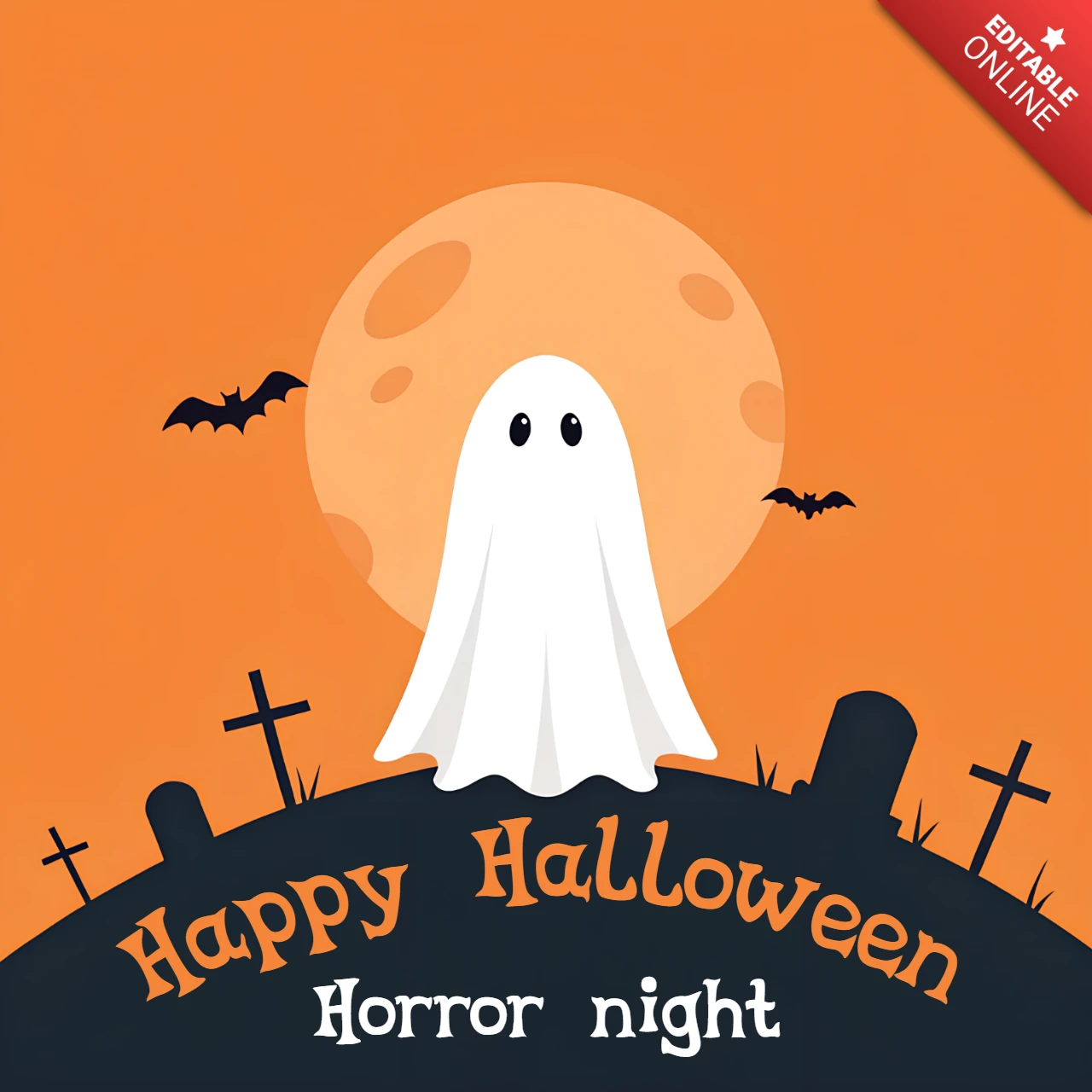 ハロウィンのゴーストデザインテンプレート パーティー招待状用