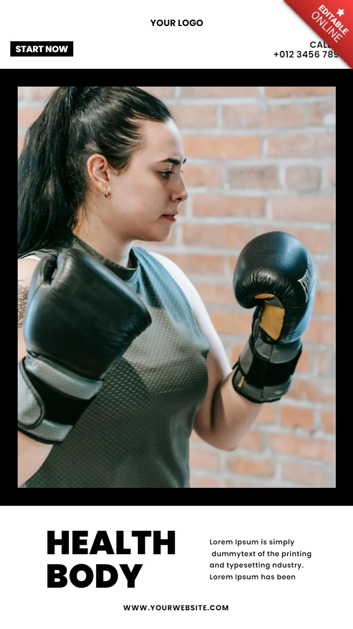 Moderne minimalistische Designvorlage für Instagram-Story-Posts im Fitnessstudio