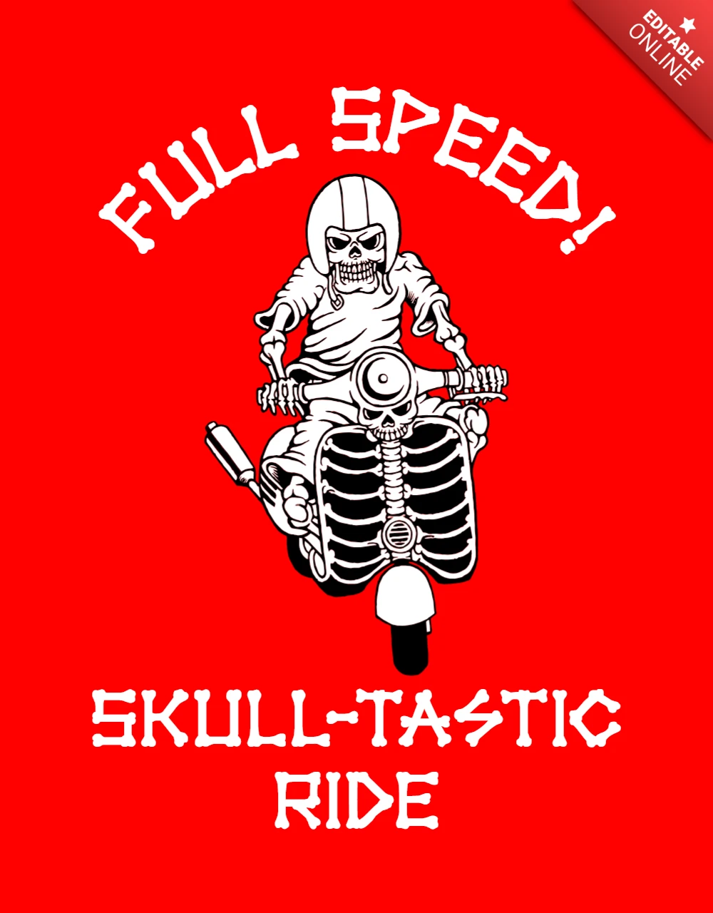 Design di cavalcata a tutta velocità con teschio per modello di poster di motociclista ribelle