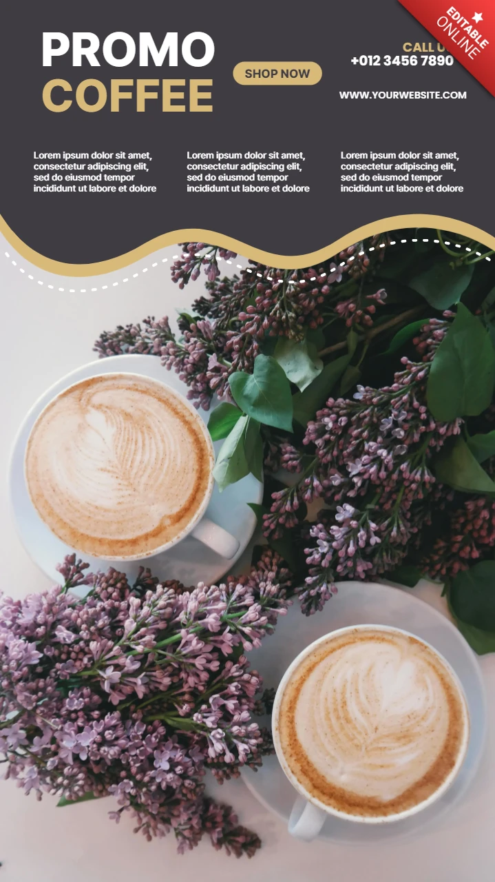 Modelo de design de postagem de história promocional do Instagram para cafeteria