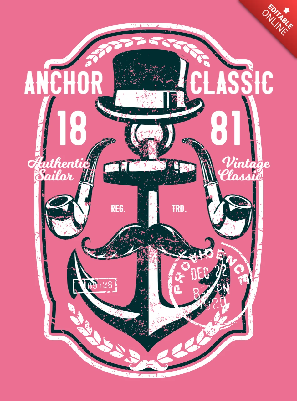 Modelo de design de camiseta clássica com âncora
