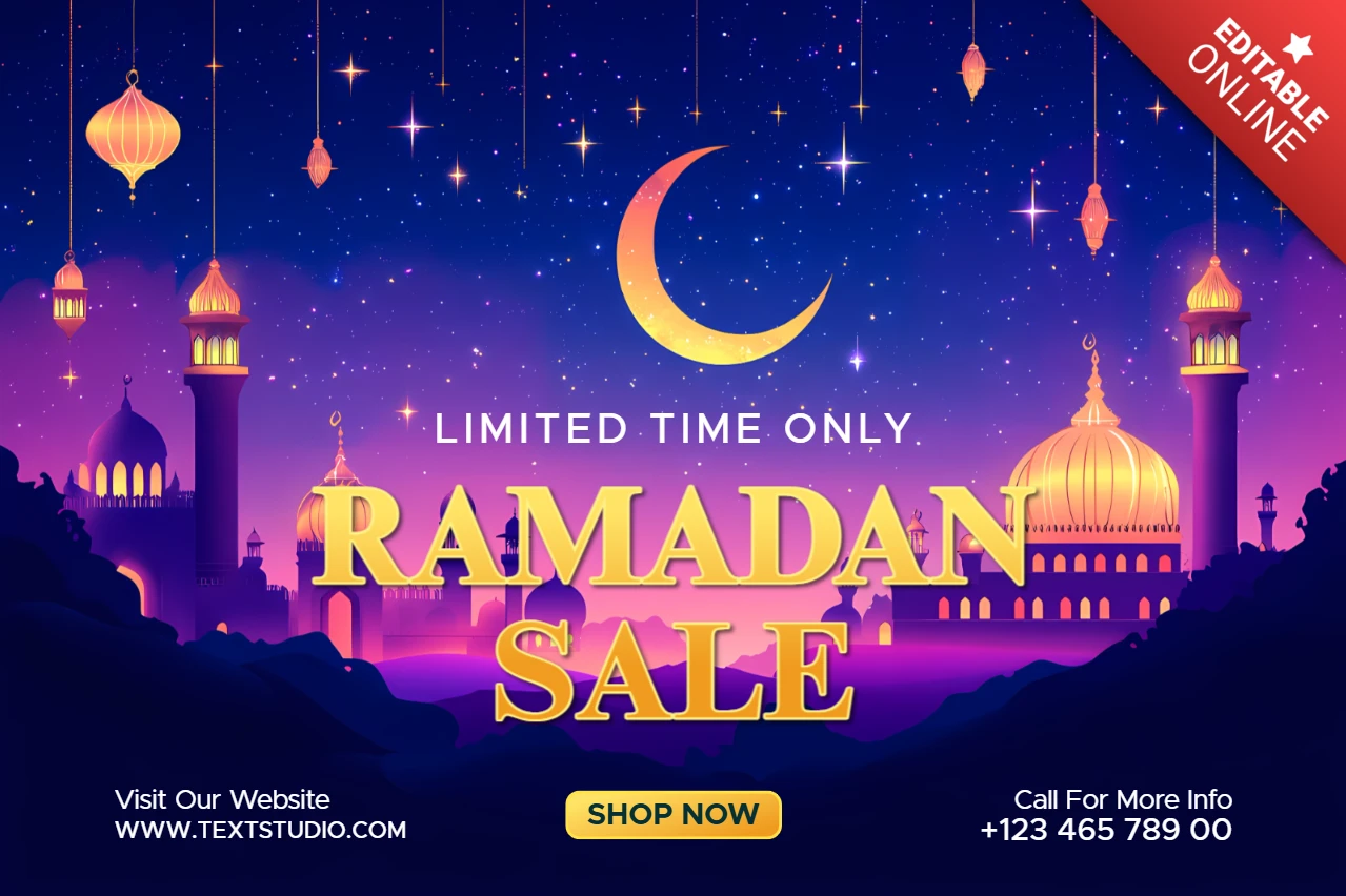Ramadan sale design template - elegant night sky theme