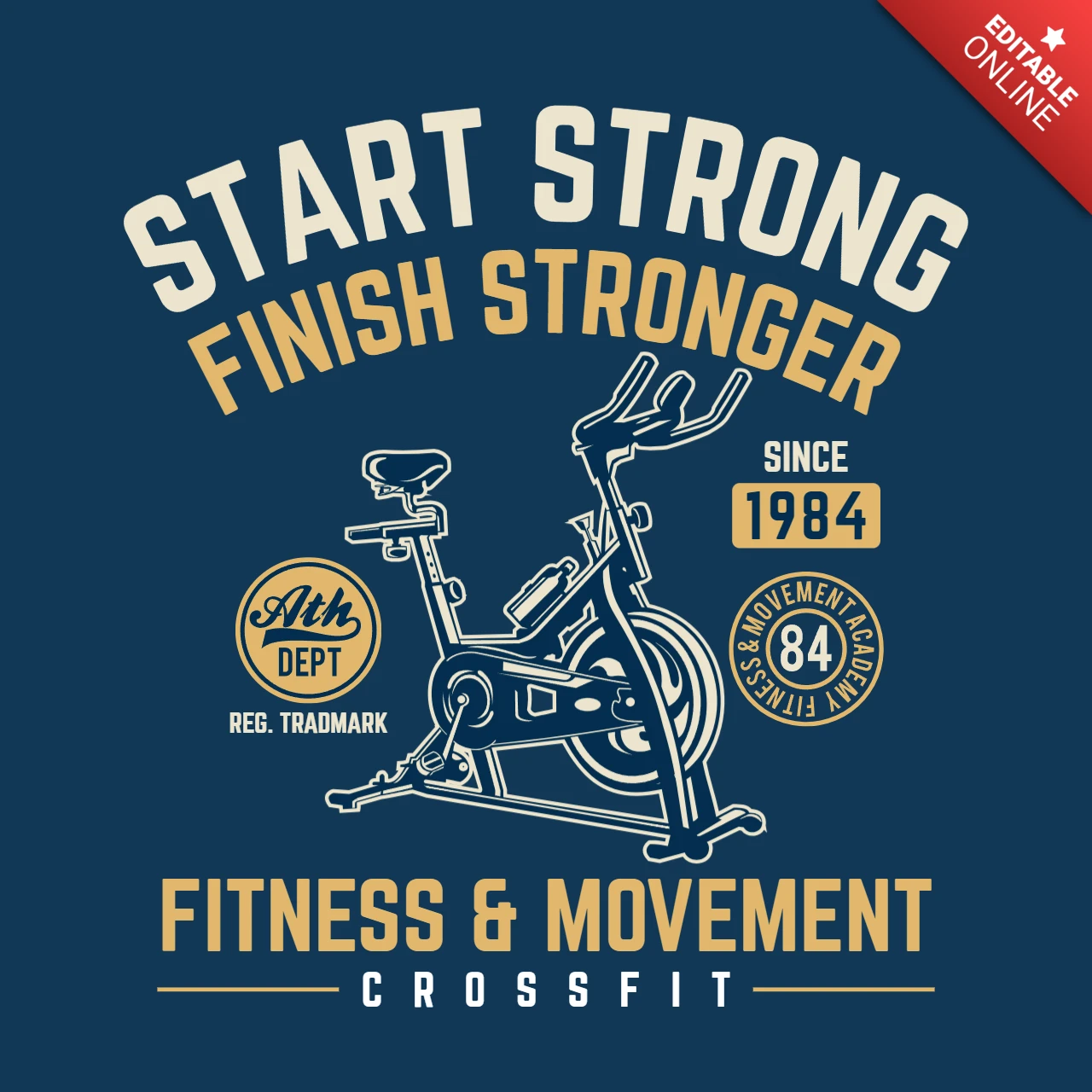 Fitness ve hareket tişört tasarım şablonu