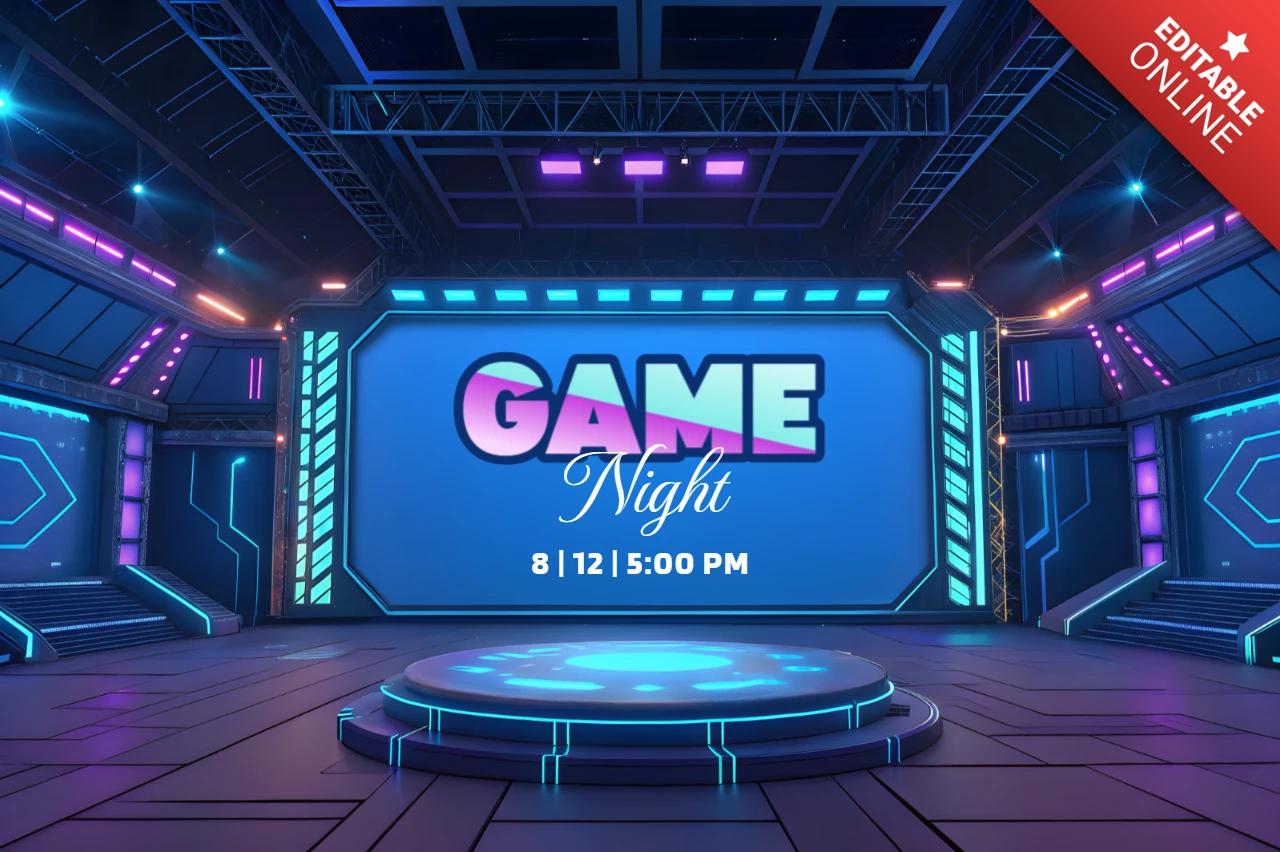 Game Night Event Template with Futuristic Stage Design