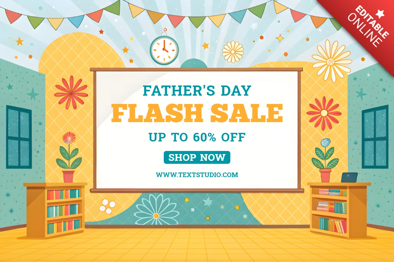 Colorful Father's Day Flash Sale Design Template – Editable Promotional Artwork