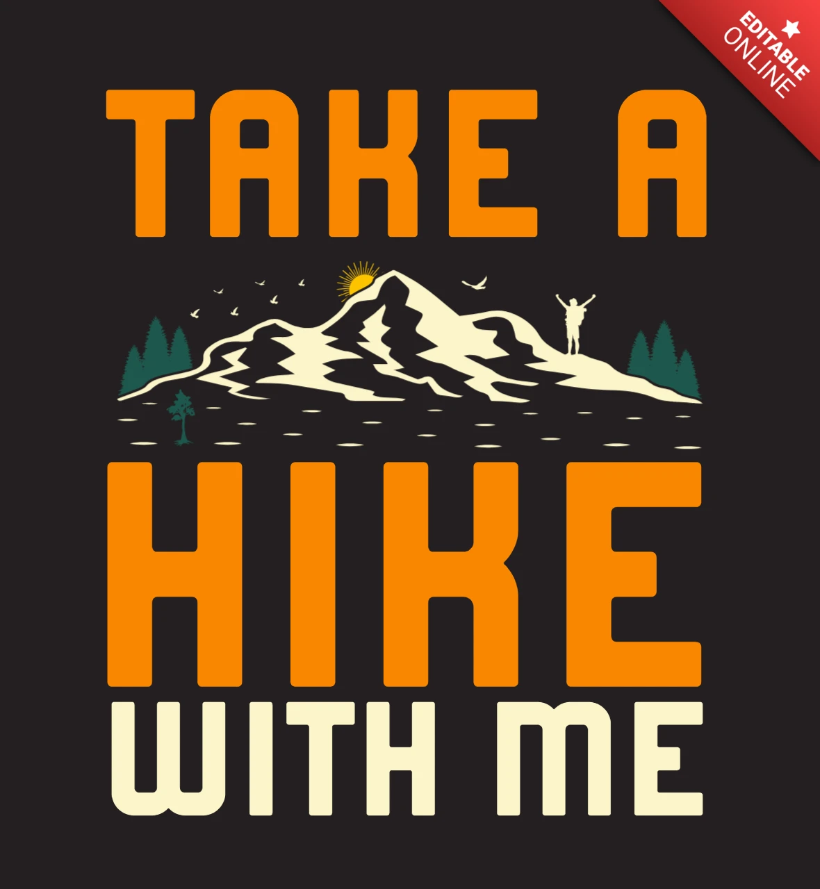 Hiking Mountain T-Shirt Design Template