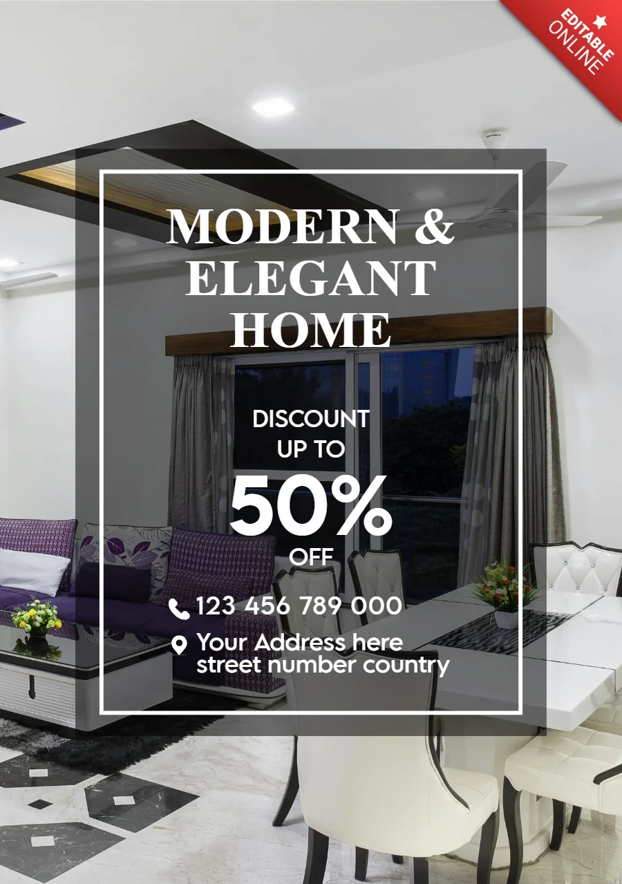 Modern Elegant Home Design Template for Interior Decor Promotion
