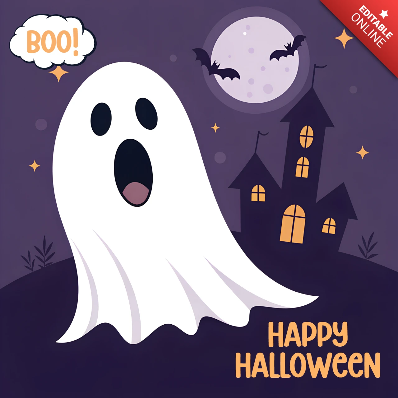 ハロウィンのゴーストデザインテンプレート、祝祭用グリーティングカード用